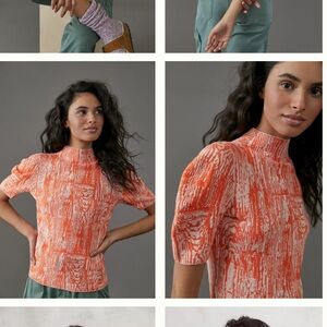 Maeve by Anthropologie Bosca Sweater Tee Wood grain Sweater Orange Size Xsmall